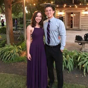 Dark purple maxi dress with open back